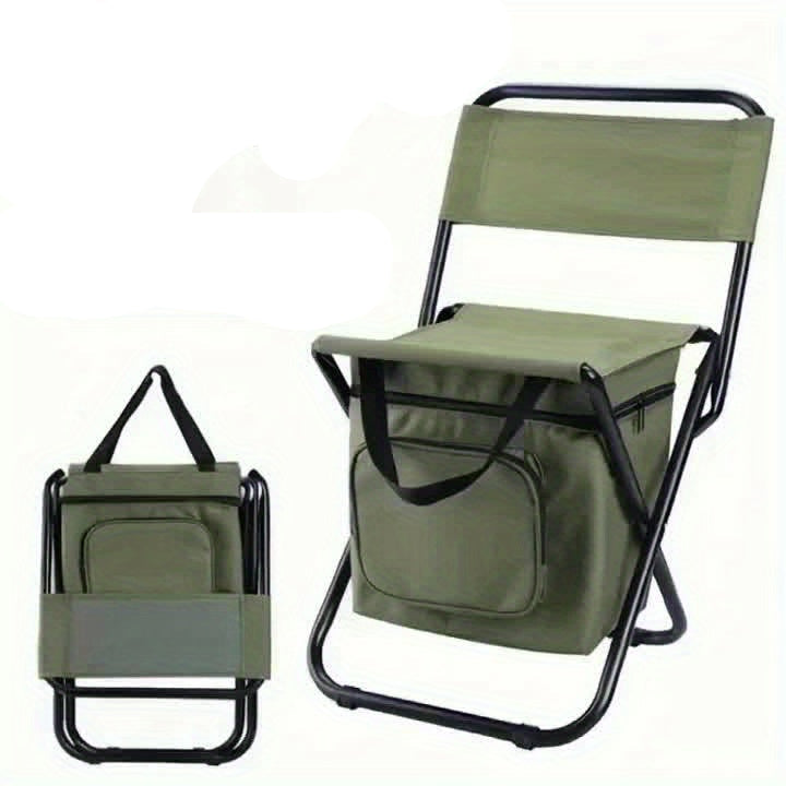 Portable Folding Stool Chair with Backrest, Lightweight Square Iron Fishing Seat, Camping Travel Hiking Foldable Chair with Storage Bag LeCoinChaise