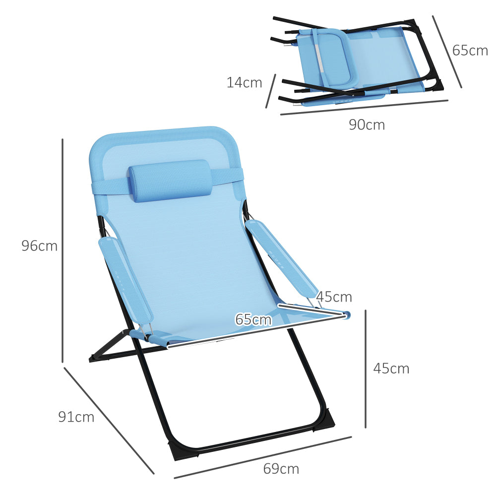 Blue Premium Folding Chair Simple Adjustable Backrest Camping Chair Folding Chair with Soft Headrest 120Kg Portable Dining Chair, Folding Chair, Mesh Blue Folding Chair Dining Chair Makeup Chair Simple And Convenient Coffee C LeCoinChaise