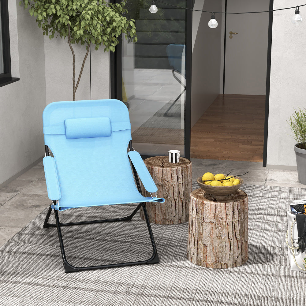 Blue Premium Folding Chair Simple Adjustable Backrest Camping Chair Folding Chair with Soft Headrest 120Kg Portable Dining Chair, Folding Chair, Mesh Blue Folding Chair Dining Chair Makeup Chair Simple And Convenient Coffee C LeCoinChaise