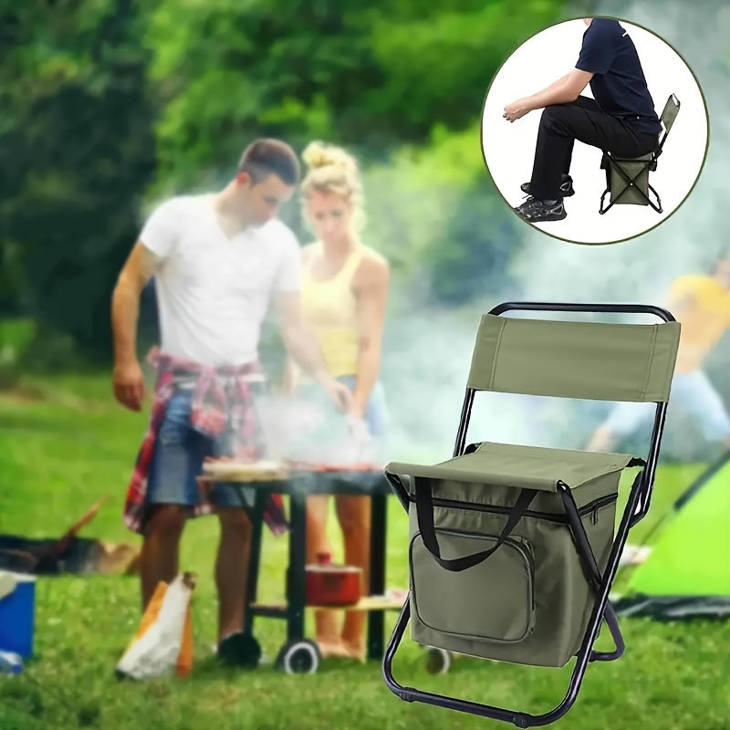 Portable Folding Stool Chair with Backrest, Lightweight Square Iron Fishing Seat, Camping Travel Hiking Foldable Chair with Storage Bag LeCoinChaise
