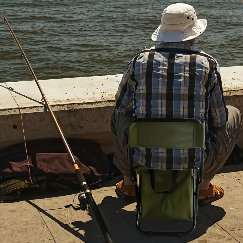 Portable Folding Stool Chair with Backrest, Lightweight Square Iron Fishing Seat, Camping Travel Hiking Foldable Chair with Storage Bag LeCoinChaise