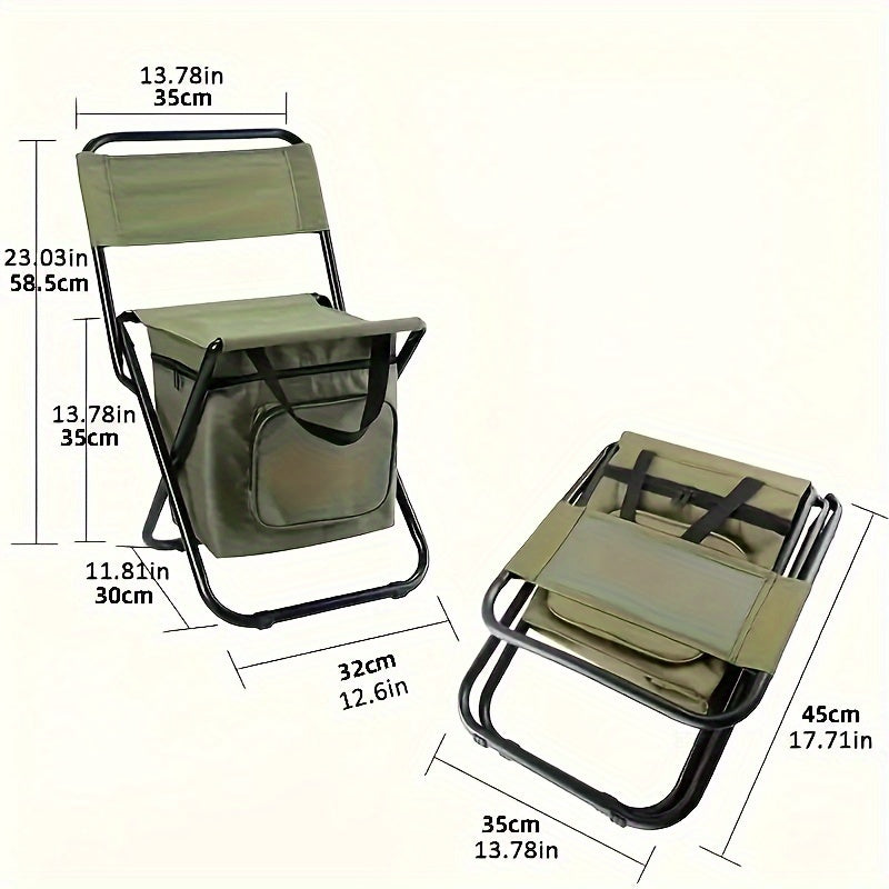 Portable Folding Stool Chair with Backrest, Lightweight Square Iron Fishing Seat, Camping Travel Hiking Foldable Chair with Storage Bag LeCoinChaise