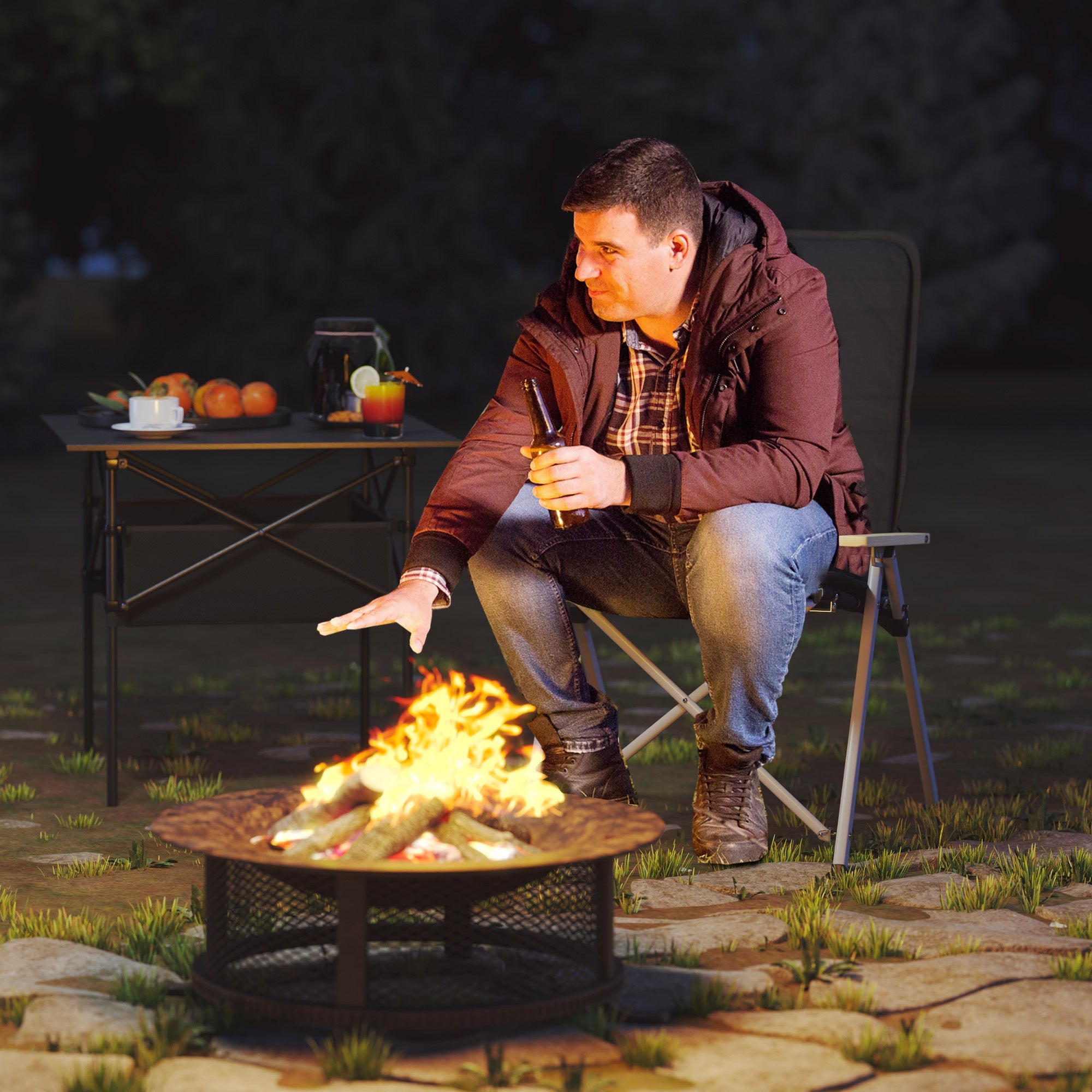 Outsunny Folding Camping Fishing Chair, High Back, Detachable Cushion And Carry Bag, Garden Chair for Hiking, Fishing, Beach And Picnic, 59X67X96Cm, Black LeCoinChaise