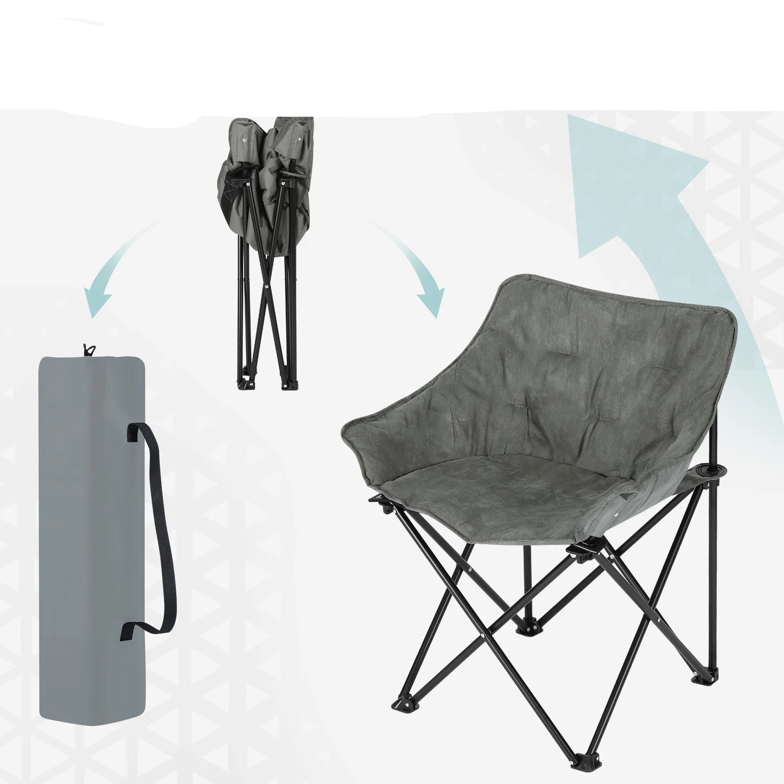 1PC Foldable Camping Lightweight Portable Fishing Chair Folding Armchair with Padded Seat Carry Bag for Outdoor Beach Picnic LeCoinChaise