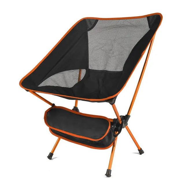 Chaise pliante pas chère orange avec poche de rangement lecoinchaise