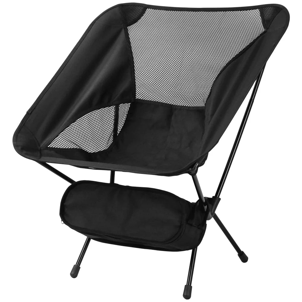 Chaise pliante noire compacte avec poche de rangement pas chère lecoinchaise
