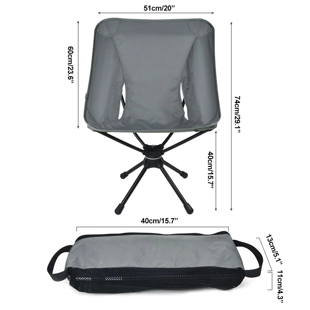 Desert&Fox Swivel Detachable Chairs Camping Folding Chair Outdoor Backpacking Lightweight Seat with Carry Bag for Fishing Hiking LeCoinChaise