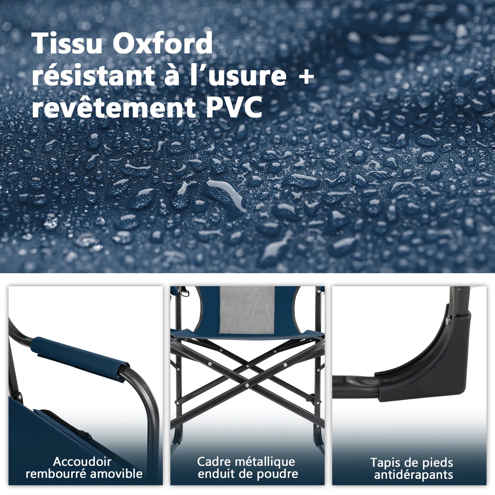 Camping chair with side table, cooler bag & storage s bag, folding fishing chair, 180 kg load capacity, director chair portable LeCoinChaise