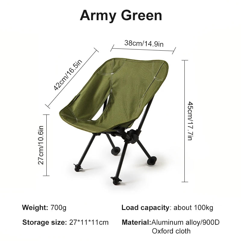 WESTTUNE Children Camping Moon Chair Kids Folding Armchair Backrest Seat Mini Folding Ultralight Storage Moon Tactical Chair LeCoinChaise