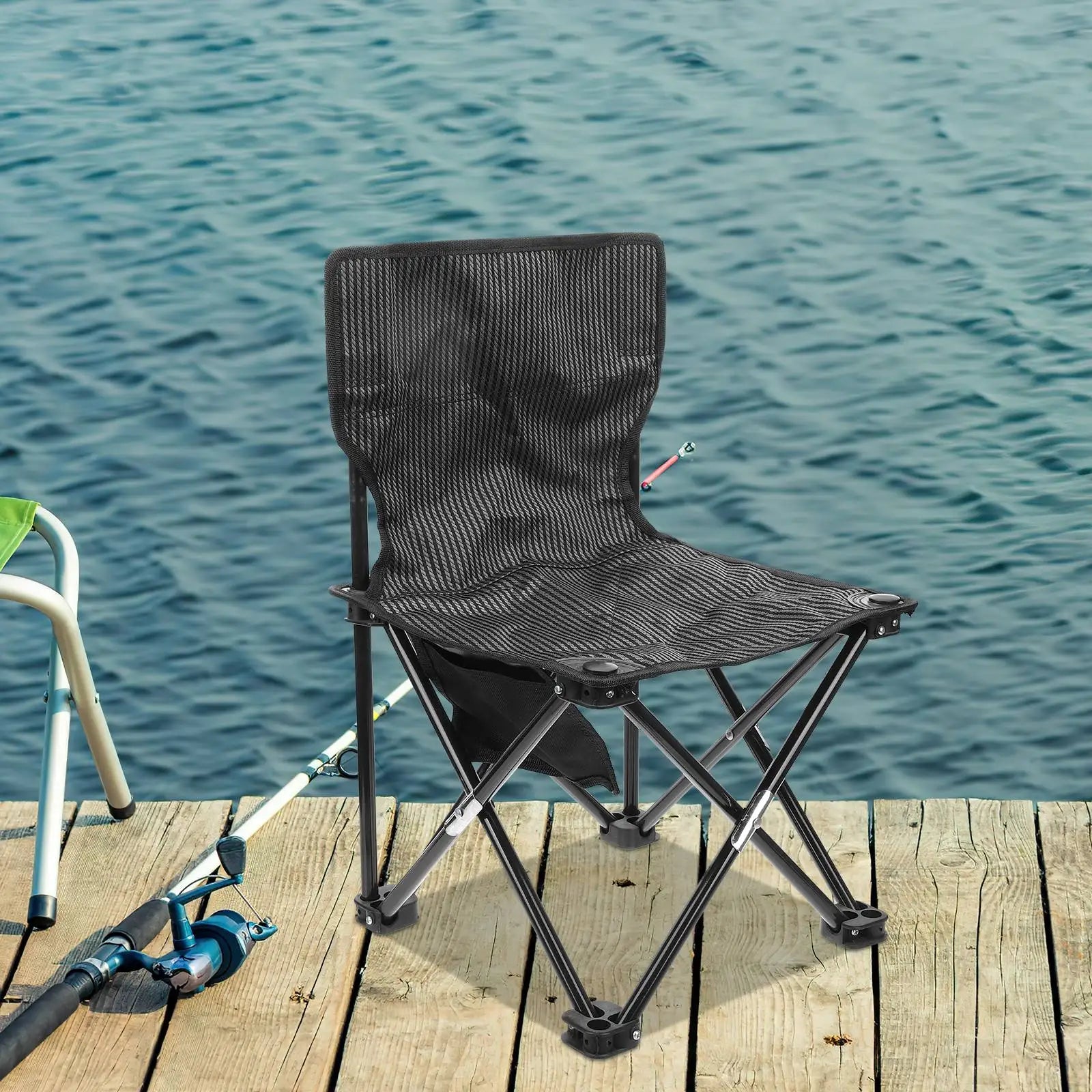 Portable Folding Chair Foldable Camping Outdoor Chairs Fishing Stool Small Chairs Durable Oxford Steel Frame Lightweight Compact LeCoinChaise