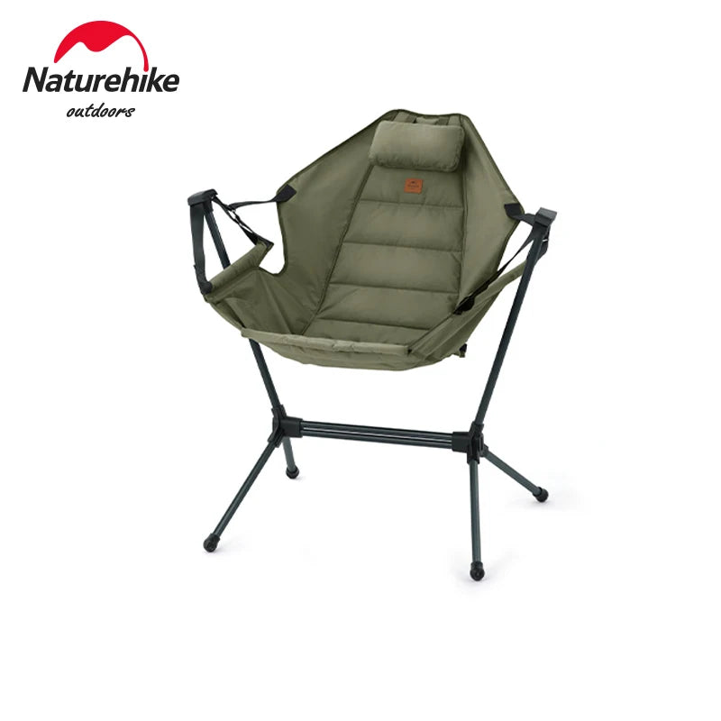 Chaise pliante à bascule confortable verte NATUREHIKE