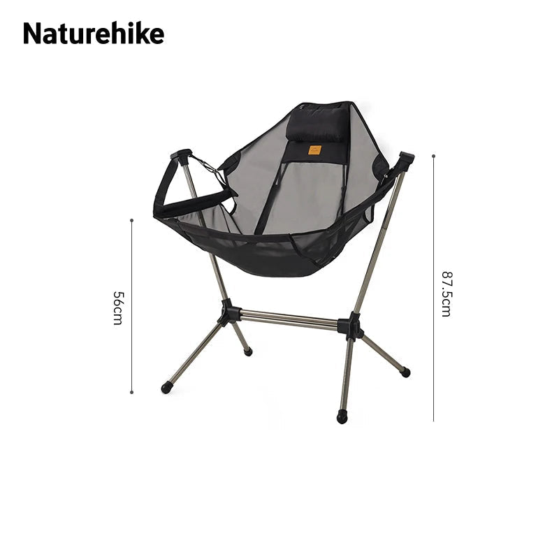 Chaise pliante confortable à bascule noire NATUREHIKE lecoinchaise