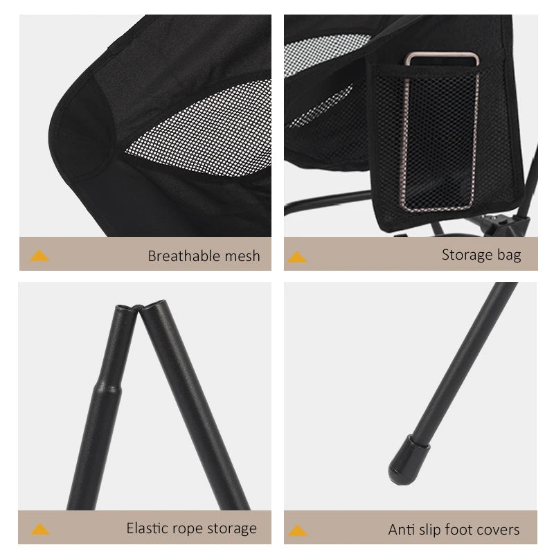 Square Structure Beach Fishing Stool, Convenient Four-Corner Camping Folding Chair, Lightweight Iron Tube Moon Chair LeCoinChaise