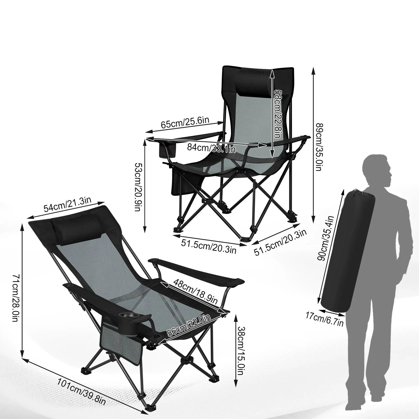 Chaise pliante WOLTU avec haut dossier pour la plage - LeCoinChaise