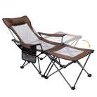 Chaise longue de jardin pliante SMILODON marron avec repose-pieds détachables - LeCoinChaise