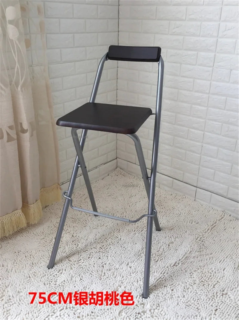 Nordic Folding Bar Chairs Home Iron Backrest Bar Stool Thickened Foot Covers Kitchen Bar Table Chair Multi-scene Dining Chairs LeCoinChaise