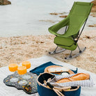 Chaise longue de plage pliante verte avec poche de rangement - LeCoinChaise