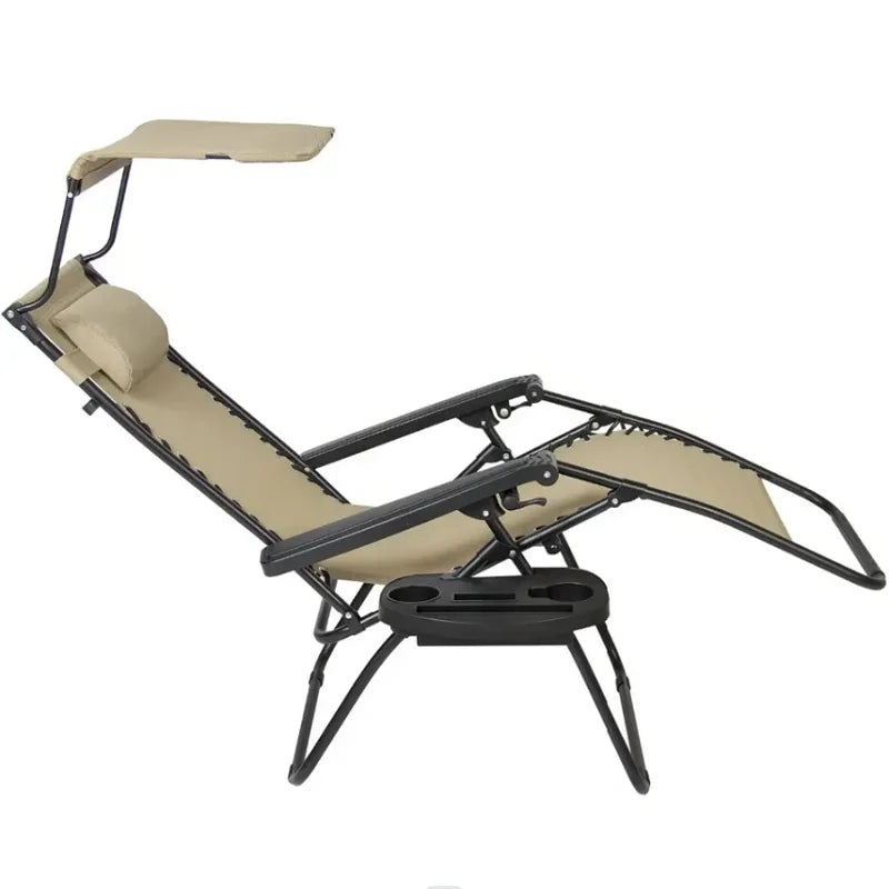 Chaise longue de plage pliante avec pare-soleil - LeCoinChaise