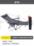 Chaise longue pliable maxi confort pour le camping couleur grise - LeCoinChaise