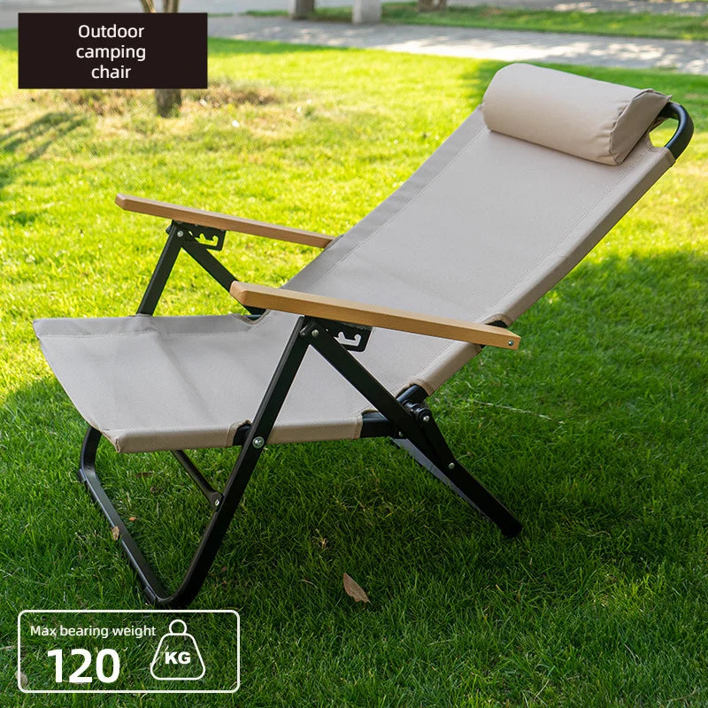 Chaise longue de plage pliante ultra-confortable beige - LeCoinChaise