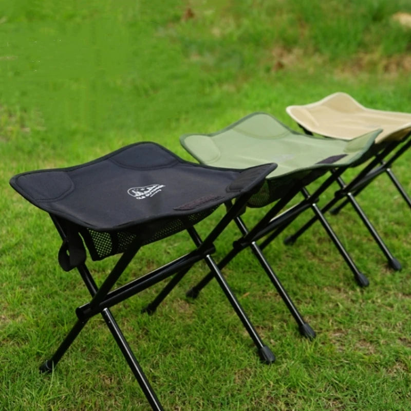 Outdoor Camping Folding Stool Portable Fishing Chair Aluminum Alloy Chair Lightweight Queuing Mini Bench Four Legged Stool New - LeCoinChaise