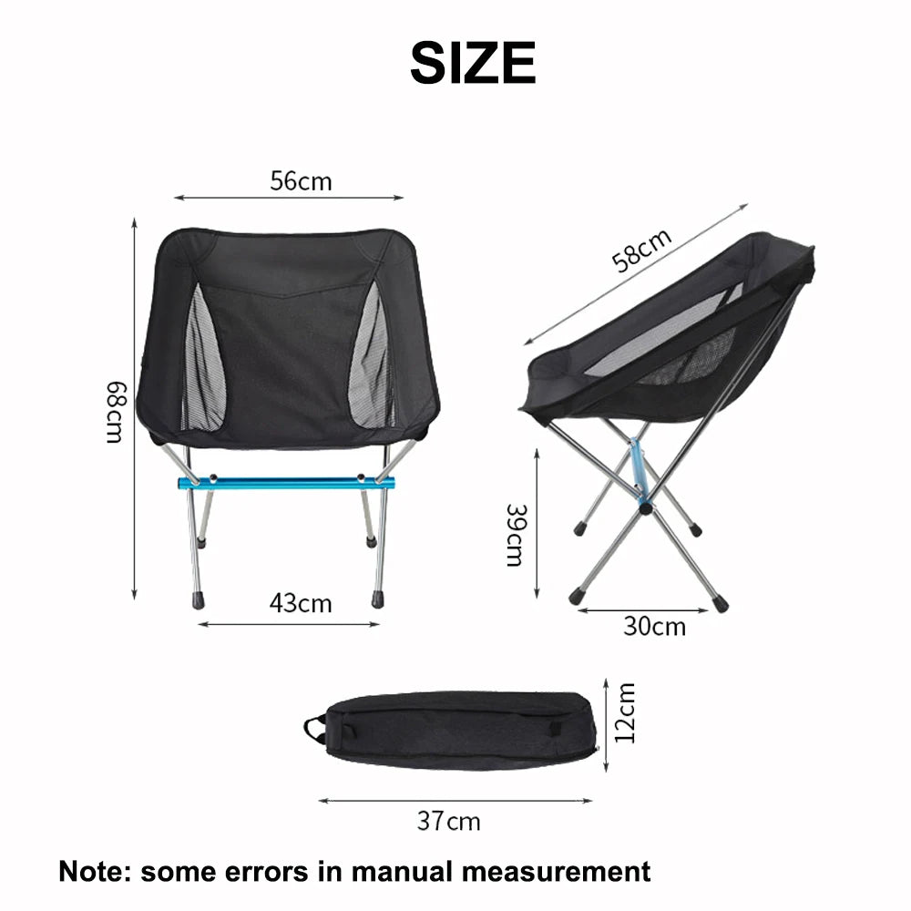 Chaise pliante HOORU avec repose pieds téléscopique pour le camping dimensions exactes du produit - LeCoinChaise