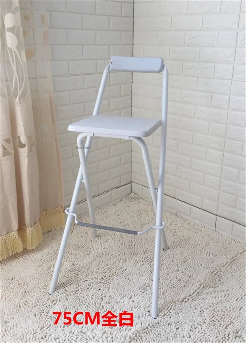 Nordic Folding Bar Chairs Home Iron Backrest Bar Stool Thickened Foot Covers Kitchen Bar Table Chair Multi-scene Dining Chairs LeCoinChaise