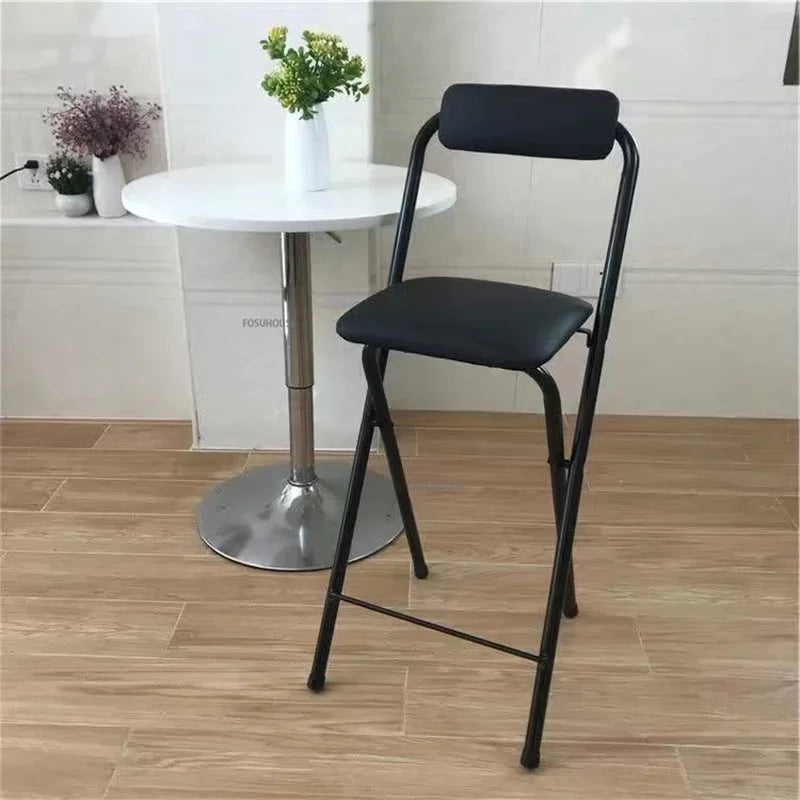 Nordic Folding Bar Chairs Home Iron Backrest Bar Stool Thickened Foot Covers Kitchen Bar Table Chair Multi-scene Dining Chairs LeCoinChaise