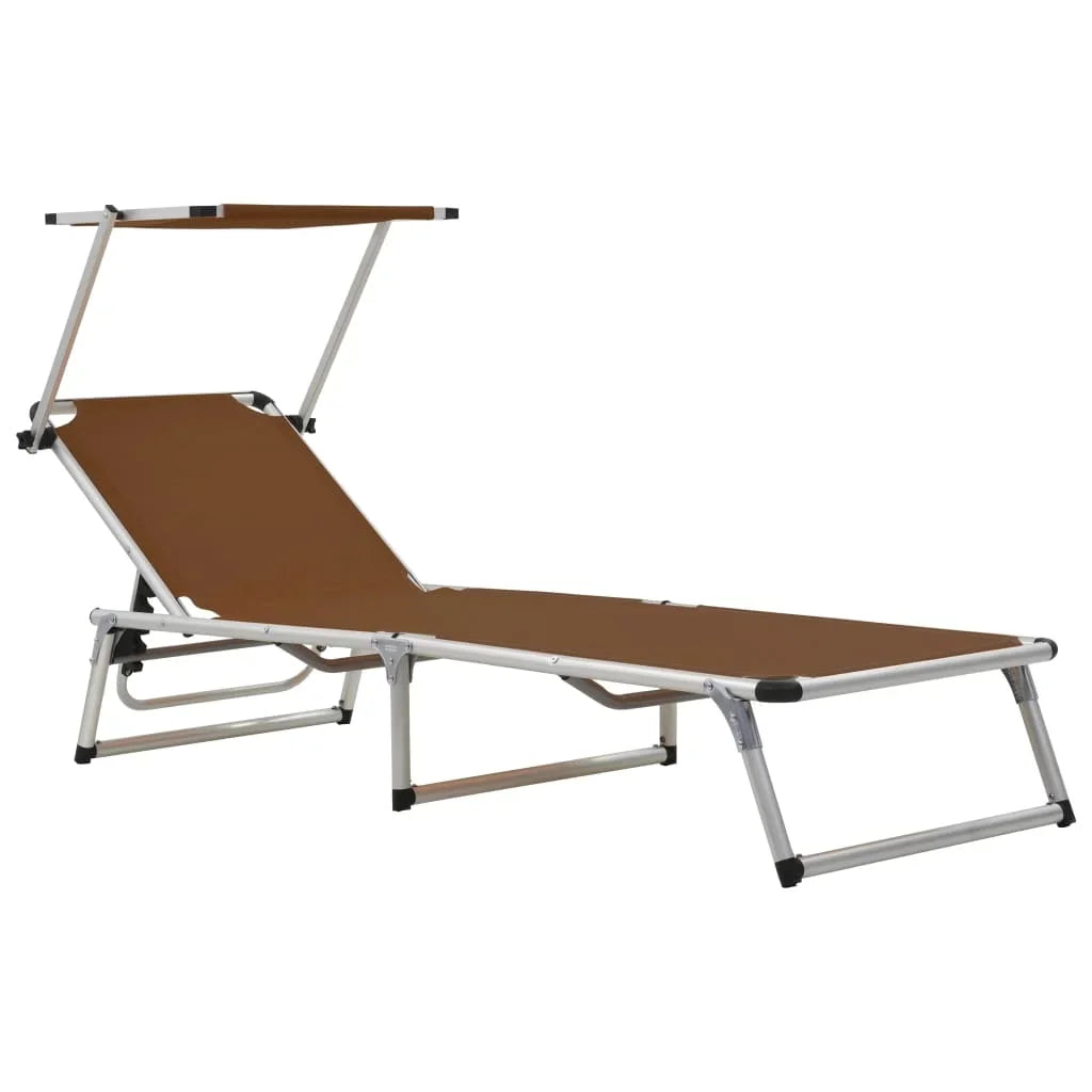 Chaise longue de plage pliante avec pare-soleil - LeCoinChaise