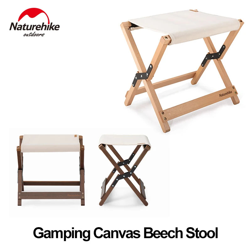 Naturehike Fishing Seat Solid Wood Stool Ultralight Folding Chair for Travel Beach Camping Outdoor Portable Canvas Beech 2.2kg - LeCoinChaise