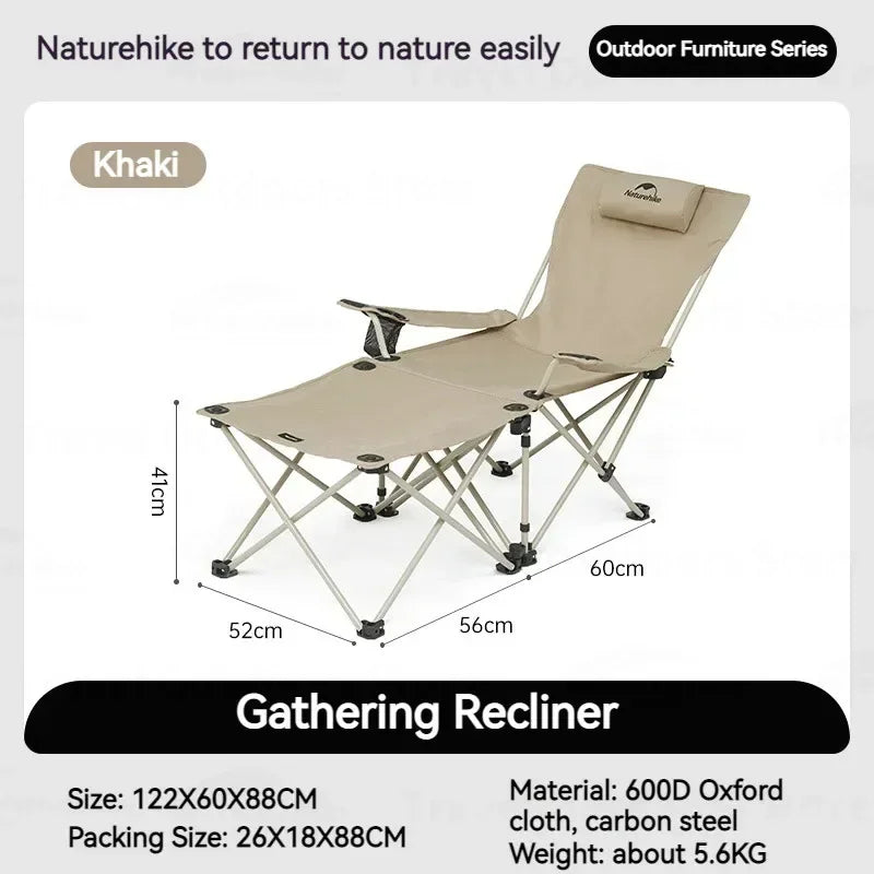 Chaise longue de camping NATUREHIKE ultra-confort dimensions kaki- LeCoinChaise