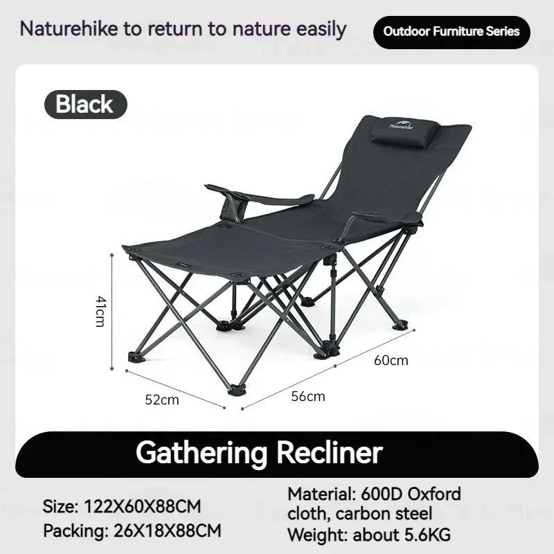 Chaise longue de camping NATUREHIKE ultra-confort dimensions noire - LeCoinChaise