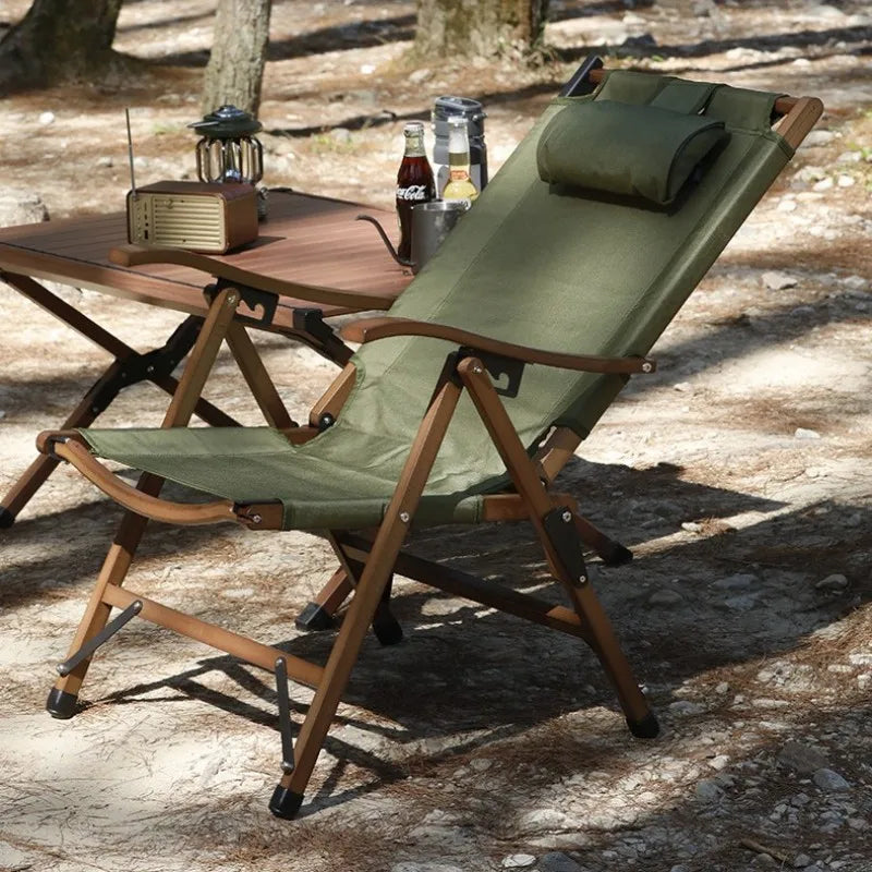 Chaise longue pliante de camping en bois - LeCoinChaise