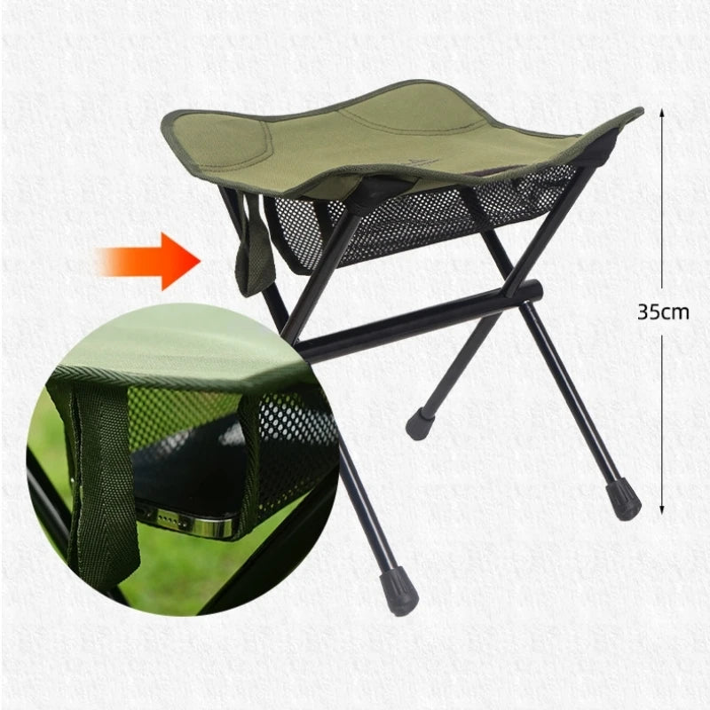 Outdoor Camping Folding Stool Portable Fishing Chair Aluminum Alloy Chair Lightweight Queuing Mini Bench Four Legged Stool New - LeCoinChaise