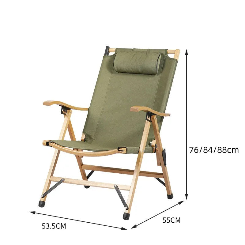 Chaise longue pliante de camping en bois verte avec dimensions- LeCoinChaise