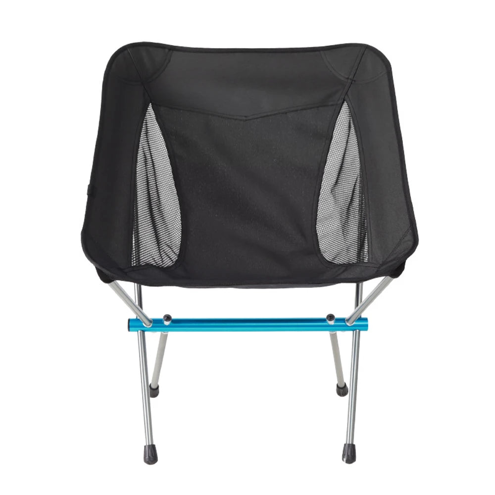 Chaise pliante HOORU avec repose pieds téléscopique pour le camping bleue de face - LeCoinChaise