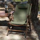 Chaise longue pliante de camping en bois de face - LeCoinChaise