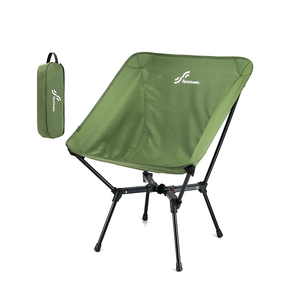 a green chair with a green bag on it 