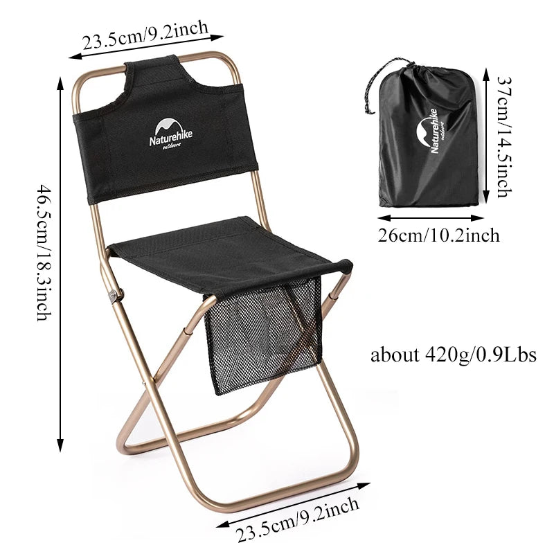 Chaise de plage pliante ultra-légère noire (420g) NATUREHIKE petite taille - LeCoinChaise