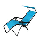 Chaise longue de jardin bleu clair avec pare-soleil - LeCoinChaise