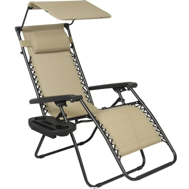 Chaise longue de plage pliante avec pare-soleil - LeCoinChaise